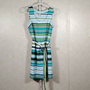 Banana Republic green stripe belted dress 10